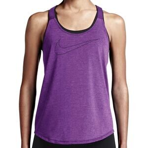 Nike Elastika Dri-Fit Cosmic Purple Keyhole Athletic Loose Fit Tank Top Size M